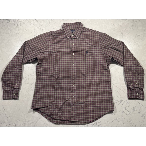 Ralph Lauren Other - Ralph Lauren Shirt Mens Large Burgundy Olive Plaid Cotton Button Down Preppy
